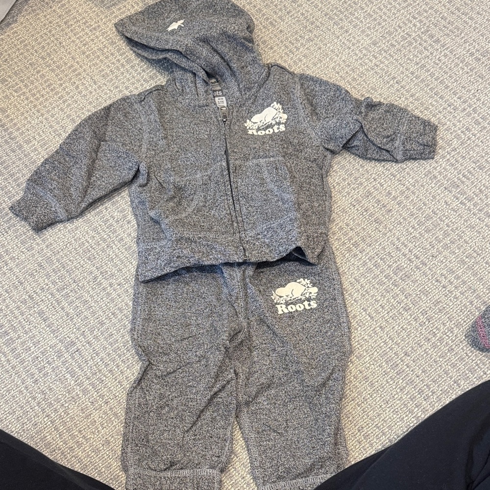 Roots Kids Classic Heather Salt & Pepper Gray Jogger Set